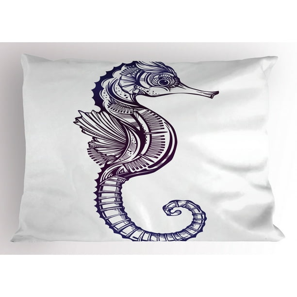 100/% Cotton FullQueen Size Pair of Pillowcases Seahorses